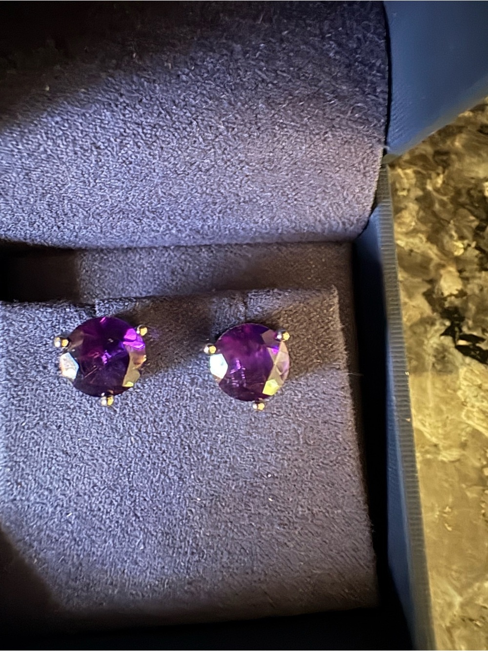 Natural Amethyst Studs set in Sterling Silver